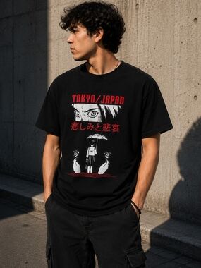 Brisco Brands Tokyo Japan Graphic T-Shirt Men’s Size M Black